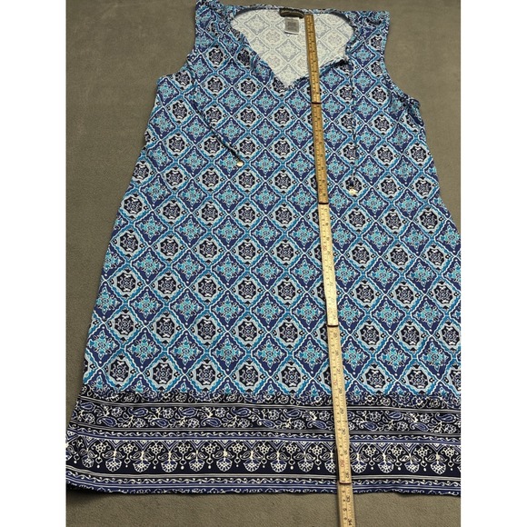 Tommy Bahama Blue Geometric Print Sleeveless V Neck Midi Dress Size M - Picture 4 of 6